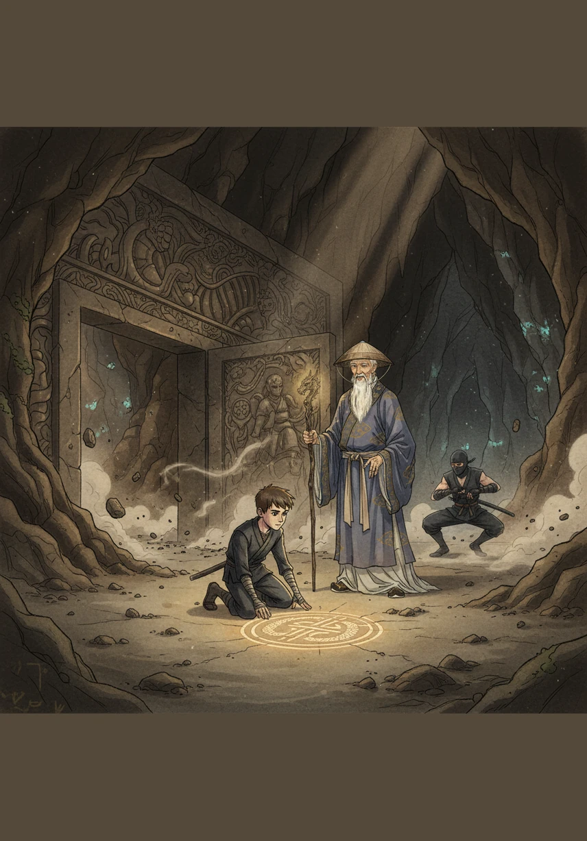 Раптово частина масивної стіни відсунулася, відкриваючи шлях до ще глибшої печери з бурхливою підземною річкою. Над водою стелився дивний світний туман, а повітря наповнилося незвичним, містичним спокоєм.