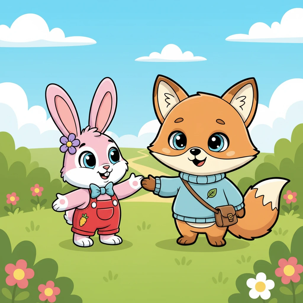 Foxy's heart felt a little tug of sympathy. "Don't worry," Foxy said, offering a comforting smile. "Maybe we can look for your family together, or we could play a little while first to make you feel better?" Pip's ears perked up at the mention of playing.