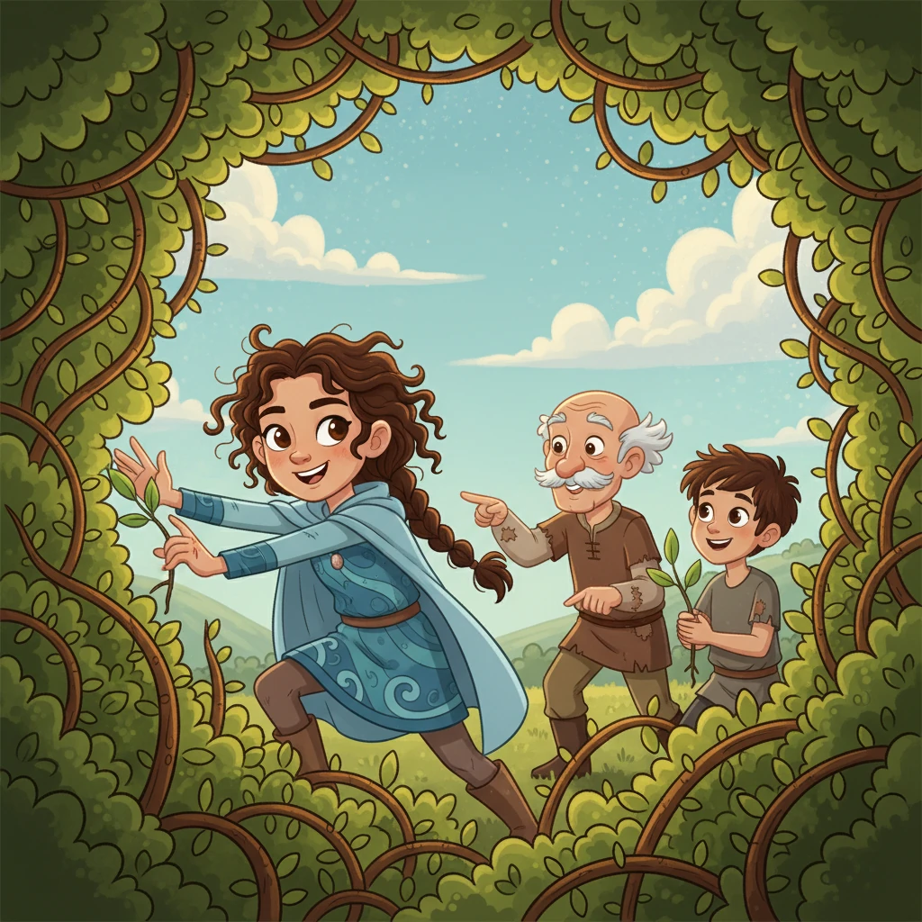 Driven by a quiet resolve, Elara begins her journey to find the legendary Whisperwind Spring, said to bring renewal to the land. She navigates through a thorny thicket, her hands scratched but her eyes sparkling with unyielding determination. Each step forward is a testament to her courage.