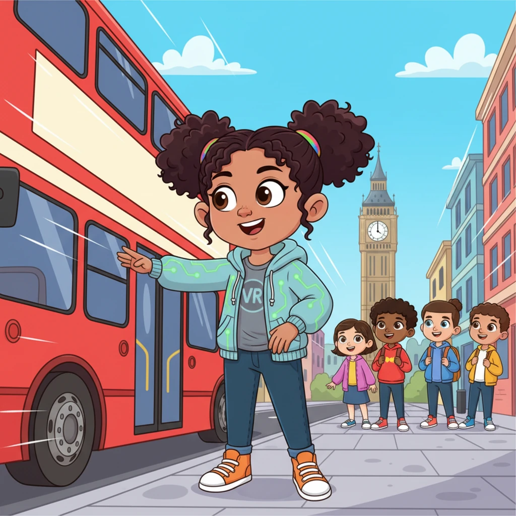 With a whoosh, Aruzha and her classmates found themselves on a bustling virtual London street. Red double-decker buses whizzed by, and the iconic Big Ben stood tall in the distance.