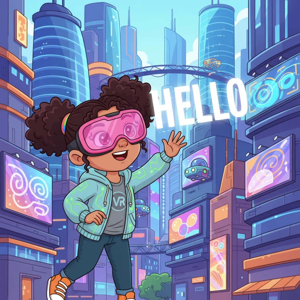 Aruzha felt a surge of excitement. Learning English in the metaverse was so much more fun than just sitting at a desk. She was truly exploring!