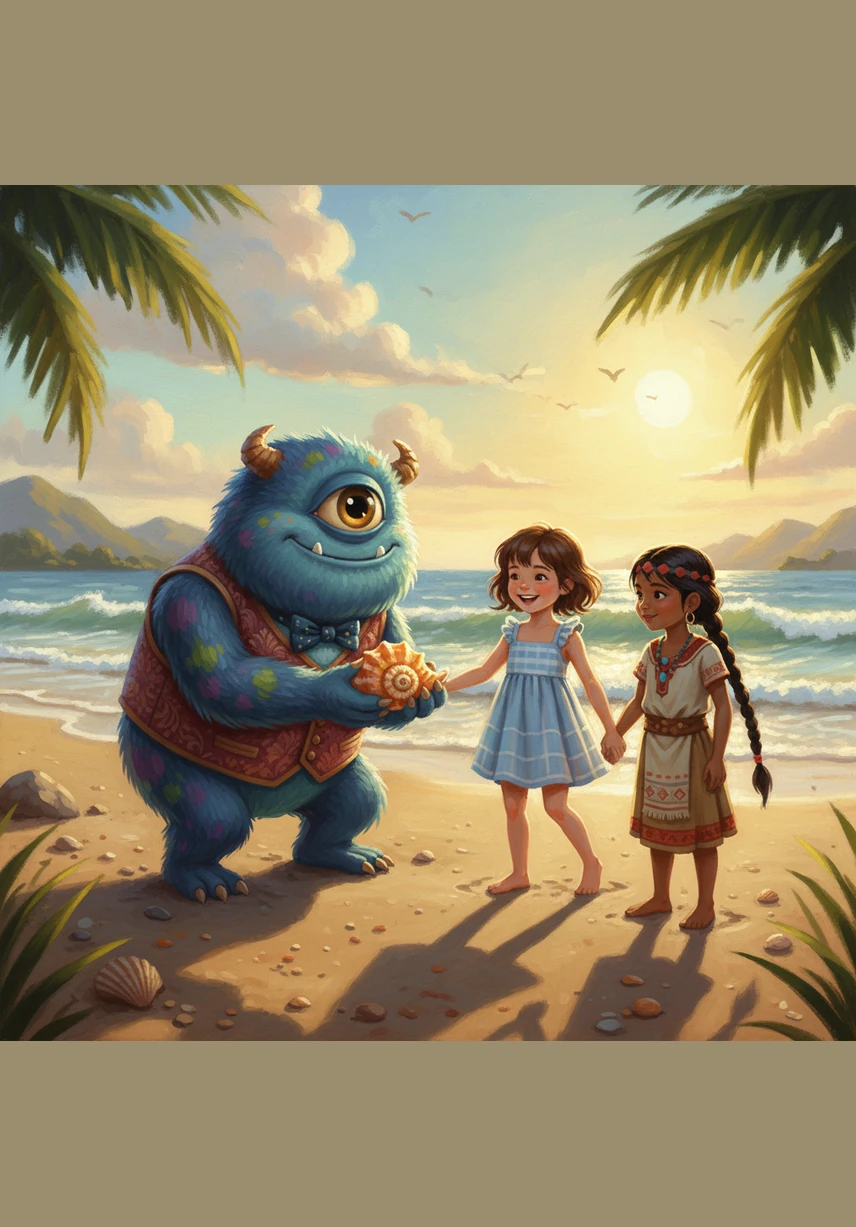 The rest of the afternoon was filled with laughter and splashing as everyone took turns on the surfboard. Mister Gilles, Zara, and Chollette played in the waves together, having the best beach day ever.