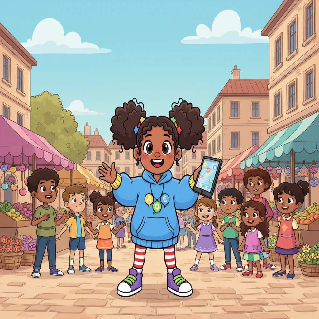 Thanks to Lexi, the town became an even friendlier place. People learned to listen a little more closely, and Lexi was always there with a helpful word or a kind smile to connect them. The market buzzed with happy chatter, no longer just different languages, but a symphony of understanding.