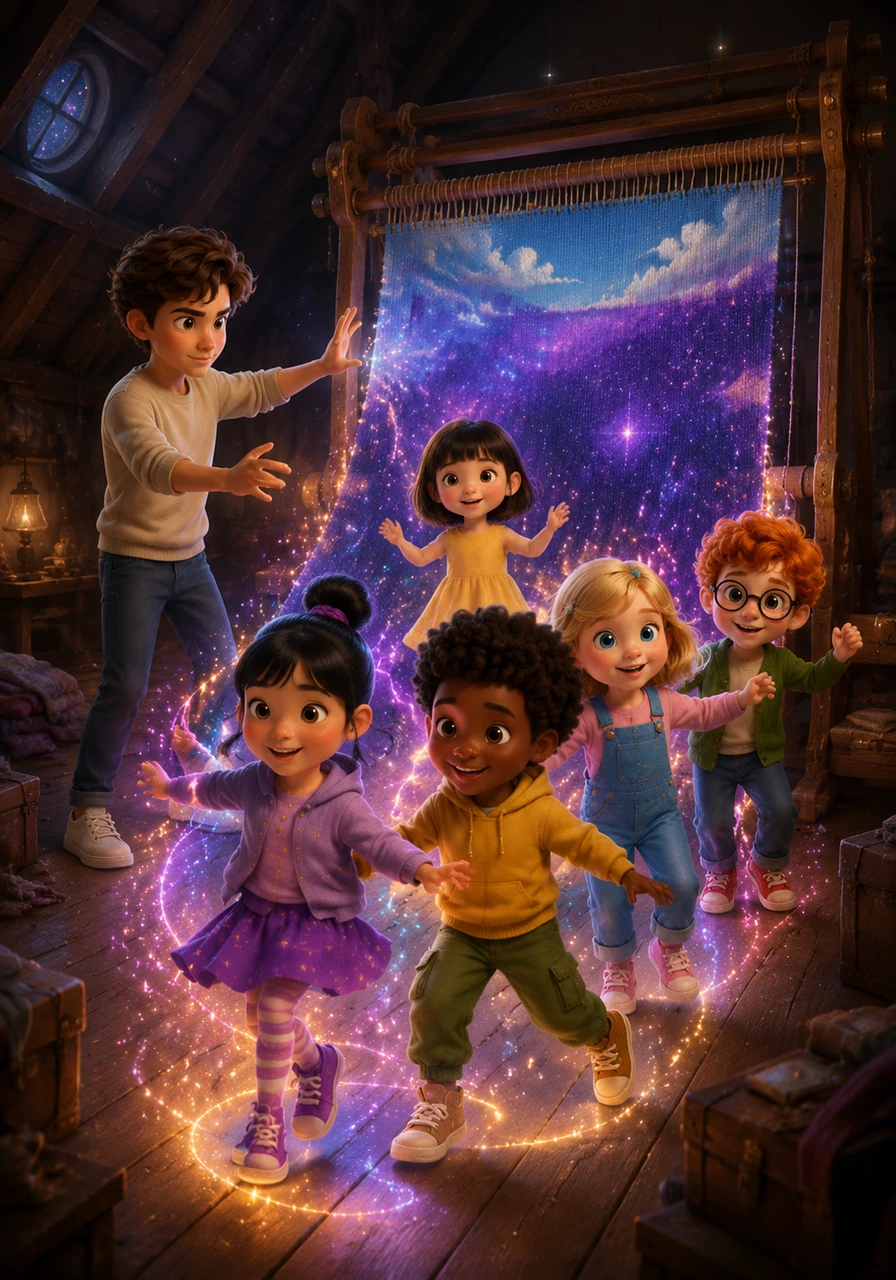 With a wave of his hand, Oliver learned to use the loom's advanced features, changing the colors of his skies from azure to deep violet with a simple thought. The characters he created stepped off the tapestry, dancing across the attic floor as living expressions of his mind.