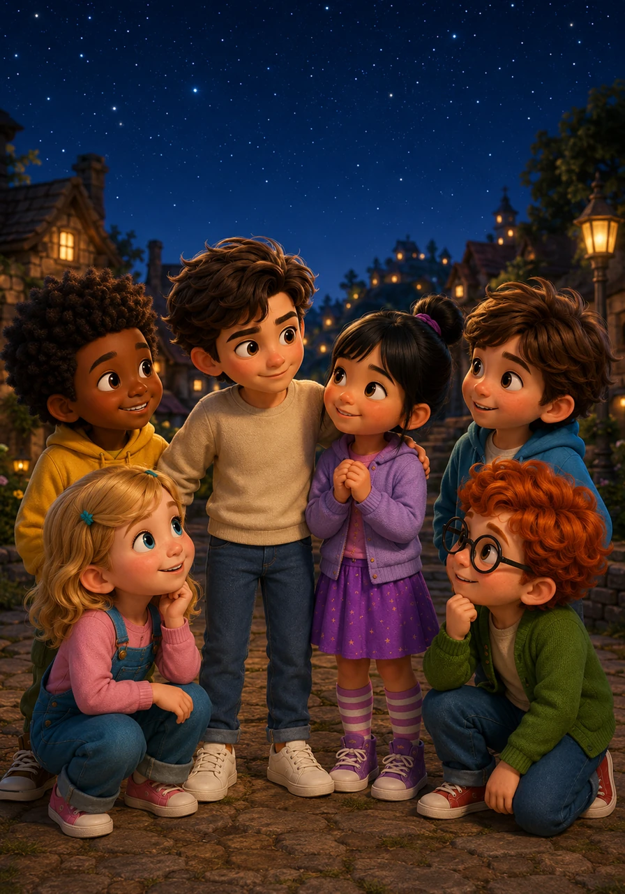 As the stars came out, Oliver looked around at the joyful crowd and realized that the true magic of the loom wasn't just creating stories, but bringing people together. Safe in the knowledge that they could create anything together, the children began planning their next grand adventure.