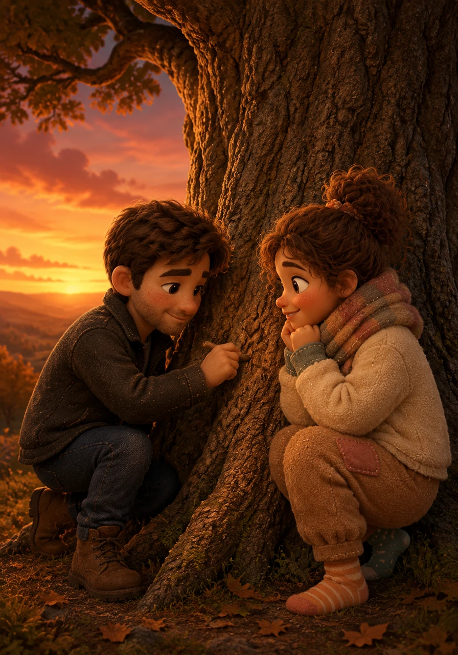 As the sun began to dip below the horizon, painting the sky in brilliant shades of orange and purple, they carved a new mark into the ancient oak tree. Ten years had passed, but looking at his best friend, Leo knew their story was simply beginning its next beautiful chapter.