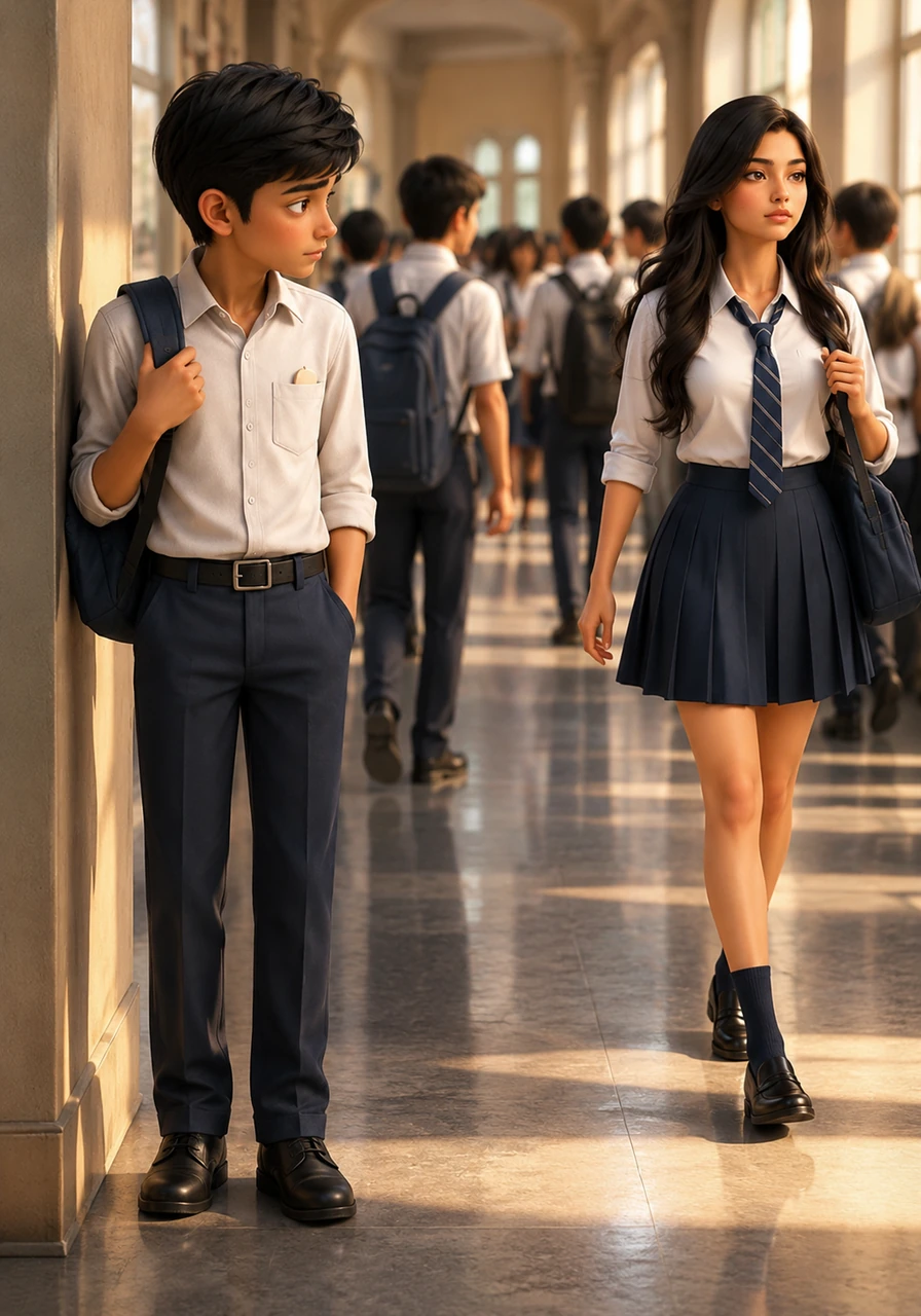 In the bustling hallways of their school, young Arjun catches his first glimpse of Meera, a girl one grade above him whose radiant presence makes the world around him stand still. Despite the silent barriers of their different backgrounds, a spark of pure, innocent devotion ignites in his heart that will define the years to come.