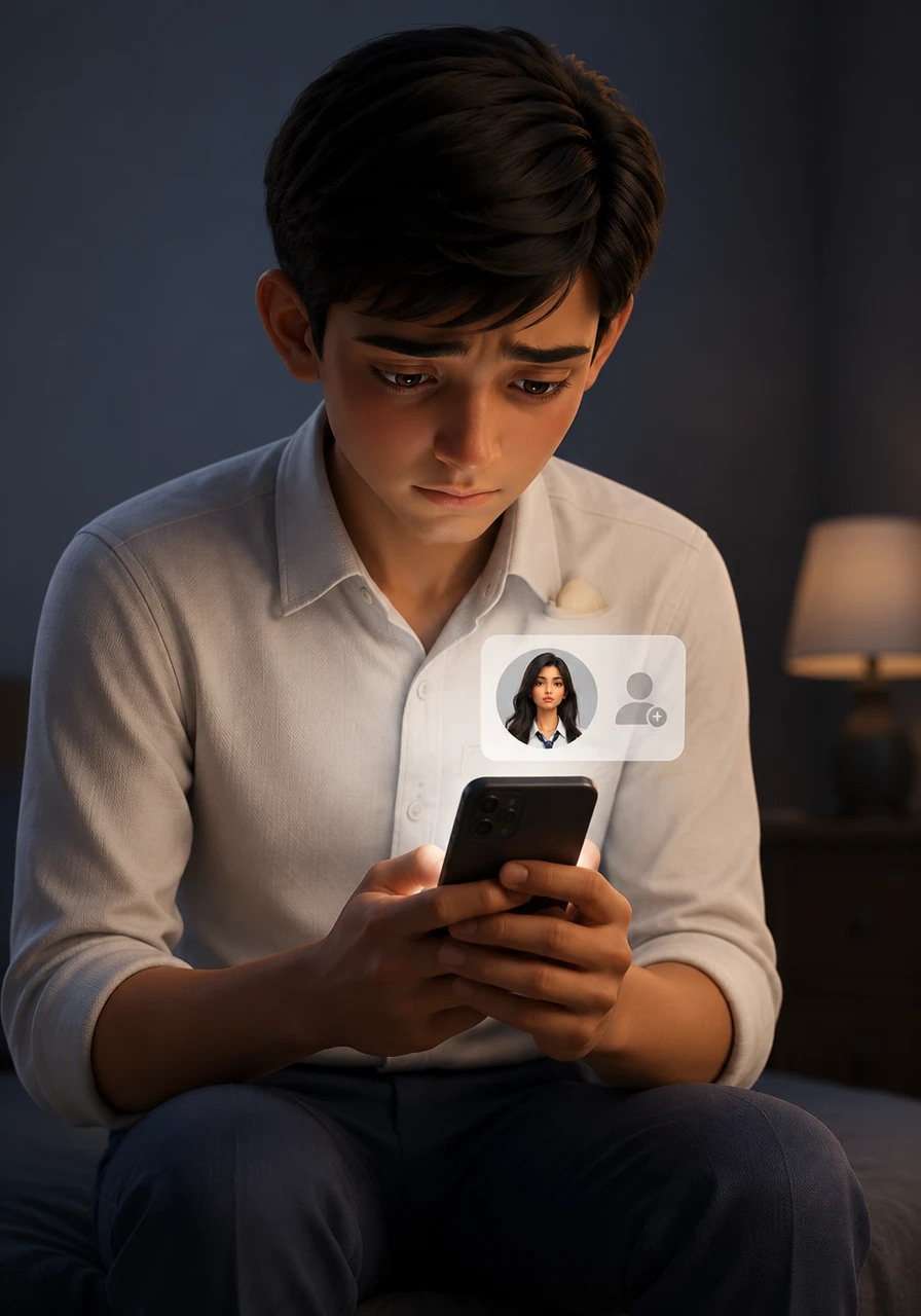 With a heavy heart and trembling hands, Arjun sends his final message, promising her that he will never trouble her again and offering a sincere apology for his persistence. He watches his follow request remain eternally pending, a symbol of a door that was never meant to open for him.