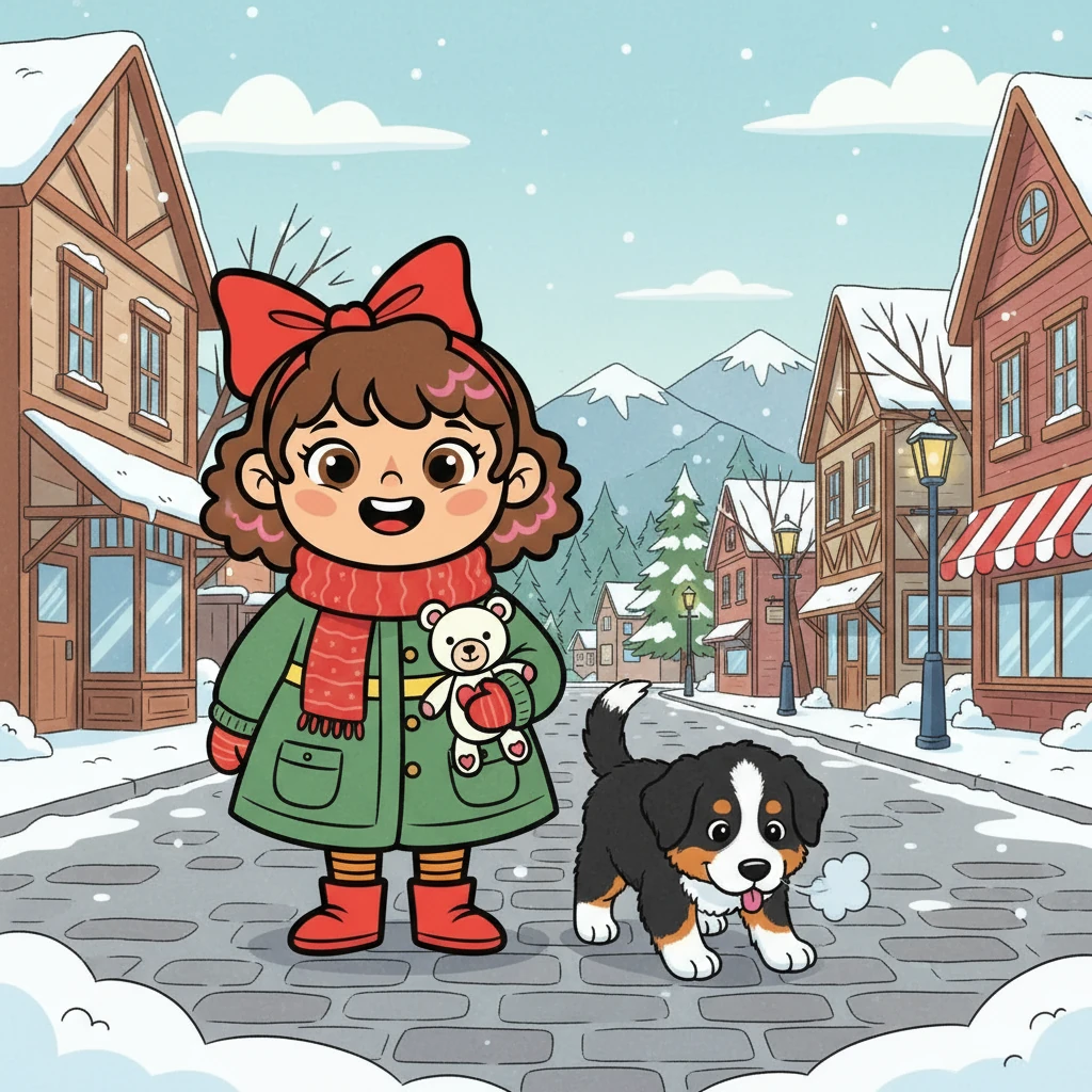 Arriving in Truckee, the air was crisp and fresh. Ella and Misha bundled up in warm coats and set off to explore. Misha, with her purple tongue peeking out, sniffed excitedly at the new scents.