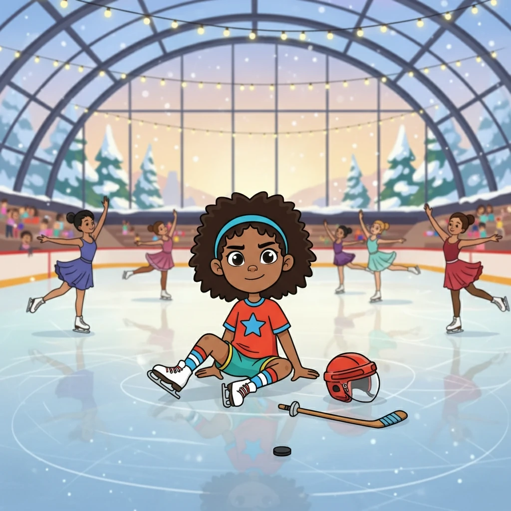 Next, Anya found herself at a figure skating rink. Graceful skaters twirled and leaped, their movements as fluid as water. Anya practiced her own spins and jumps, mimicking the skaters she admired. She stumbled often, but kept getting back up, her determination unwavering.
