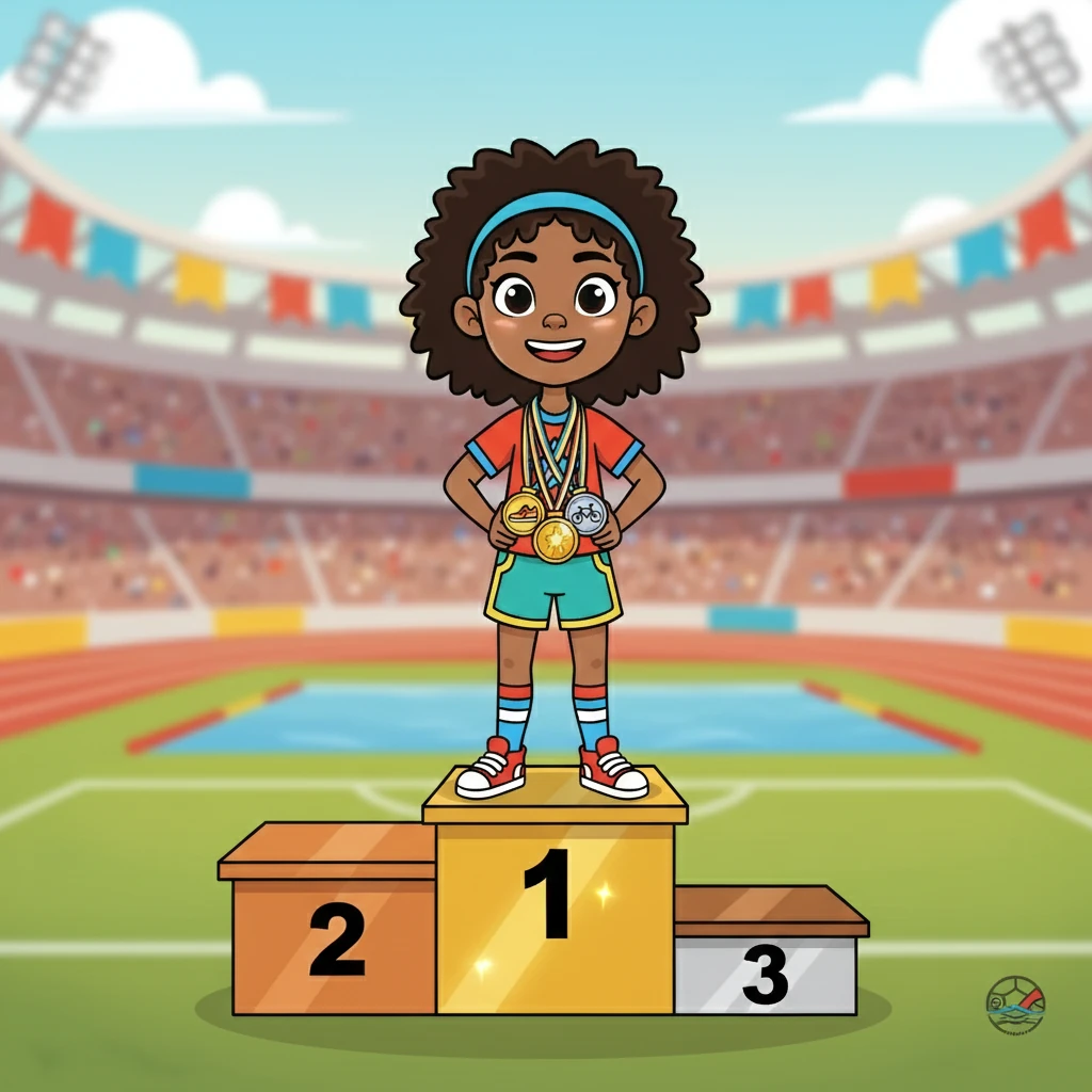 Finally, Anya stood on the podium, medals gleaming. She had learned so much from each sport, from the thrill of speed to the grace of movement. Anya smiled, understanding that the real reward was the journey and the lessons learned along the way.