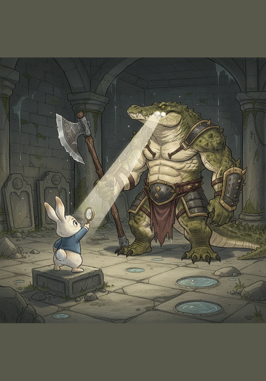 Nearby, a sturdy old tree has fallen across the water, creating a natural but narrow bridge to the other side. Barnaby realizes this is the only way to continue his climb toward the mountain peak.