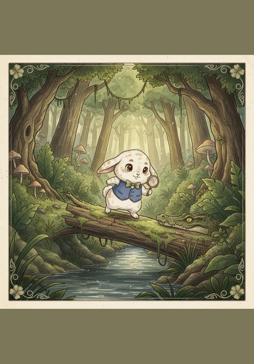 He walks across the log with trembling paws, focusing all his energy on staying balanced. Every creak of the wood makes him nervous, but he refuses to let fear stop him from moving forward one step at a time.