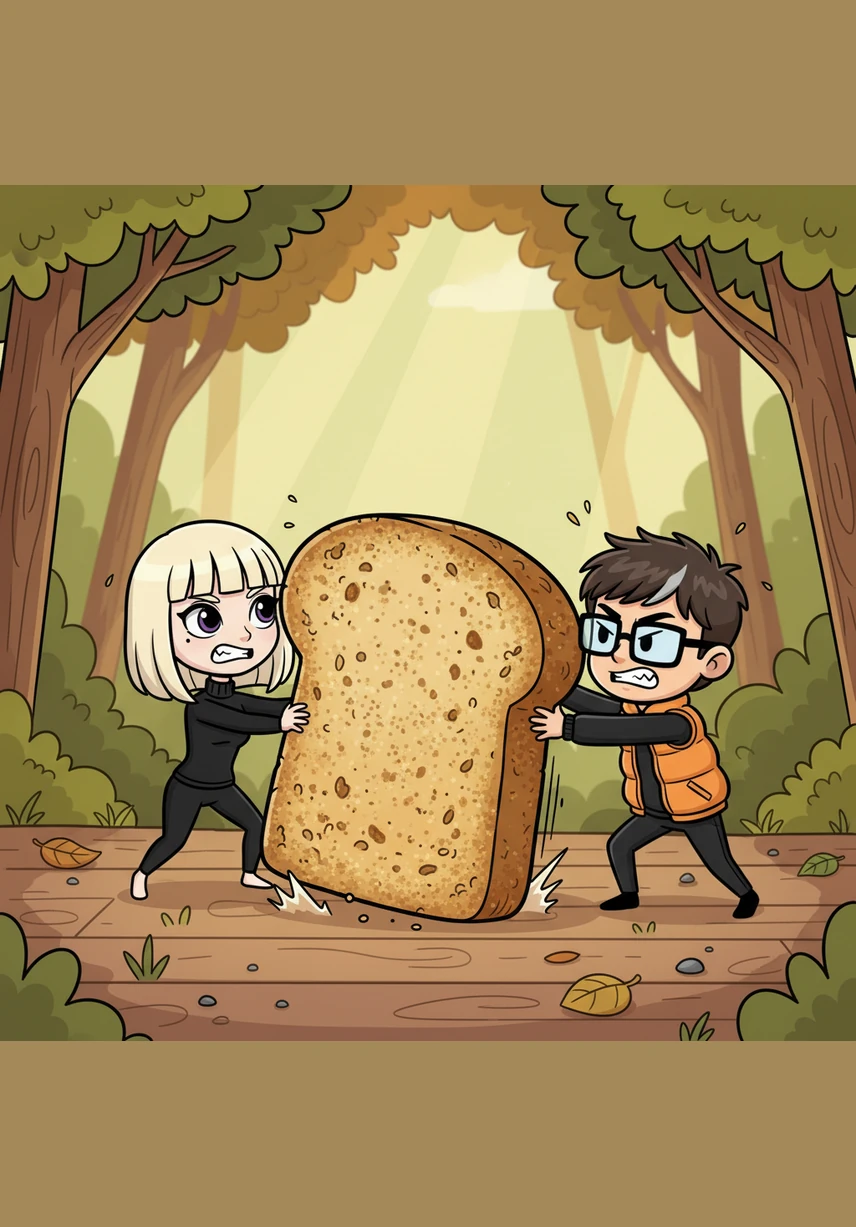 Spoločnými silami tlačili ťažkú omrvinku cez hustú trávu, ktorá im v ich malom svete pripadala ako obrovský zelený prales. Práca im išla od ruky a cestou sa veselo rozprávali o svojich lesných domovoch.