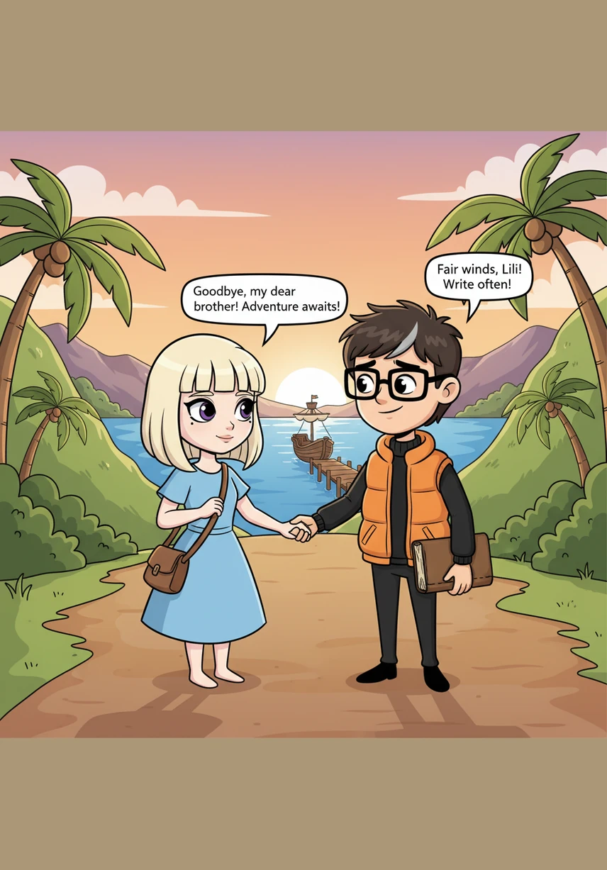 Keď slnko začalo zapadať a obloha sa sfarbila do jemnej oranžovej, Lili sa rozlúčila so svojím novým kamarátom. Odlietala domov s hrejivým pocitom pri srdci, že aj malý výlet môže priniesť to najväčšie priateľstvo.