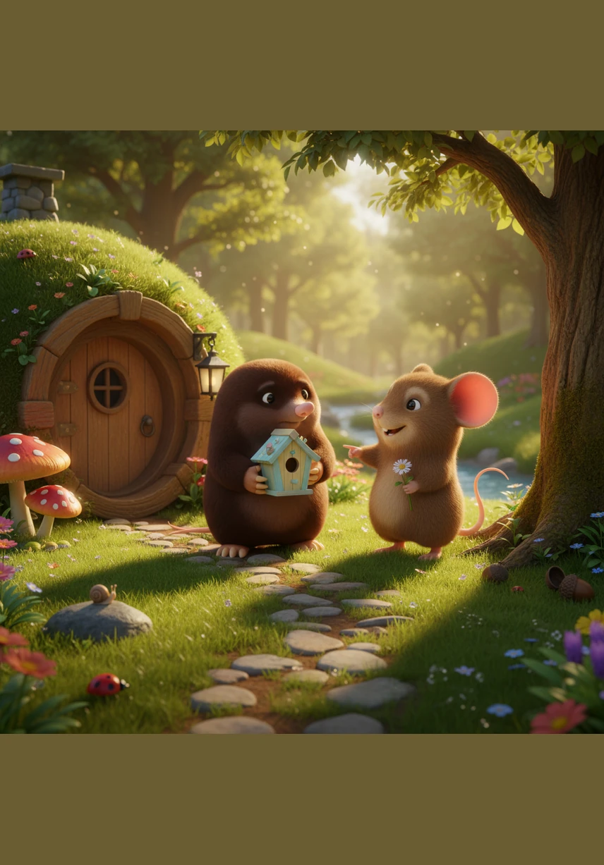 Hope’s cozy home is tucked away in a neat little hole. It sits right next to a very large, smooth stone that marks her favorite spot in the grove.