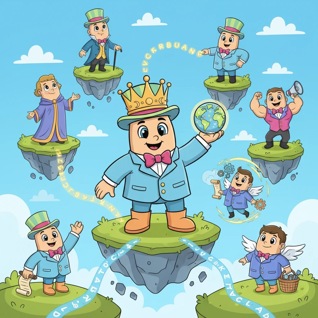 În tărâmul vesel al Verbulandiei, Regele Indicativ, cu o coroană strălucitoare ce arăta momentele zilei, domnea peste cele opt Moduri Verbale. Alături de el erau vărul său visător Conjunctiv, elegantul Condițional-Optativ, energicul Imperativ, dar și Infinitiv, Gerunziu, Participiu și Supin, fiecare cu un rol unic. Regele Indicativ era cunoscut pentru claritatea sa, mereu gata să arate exact cum se întâmplă lucrurile.