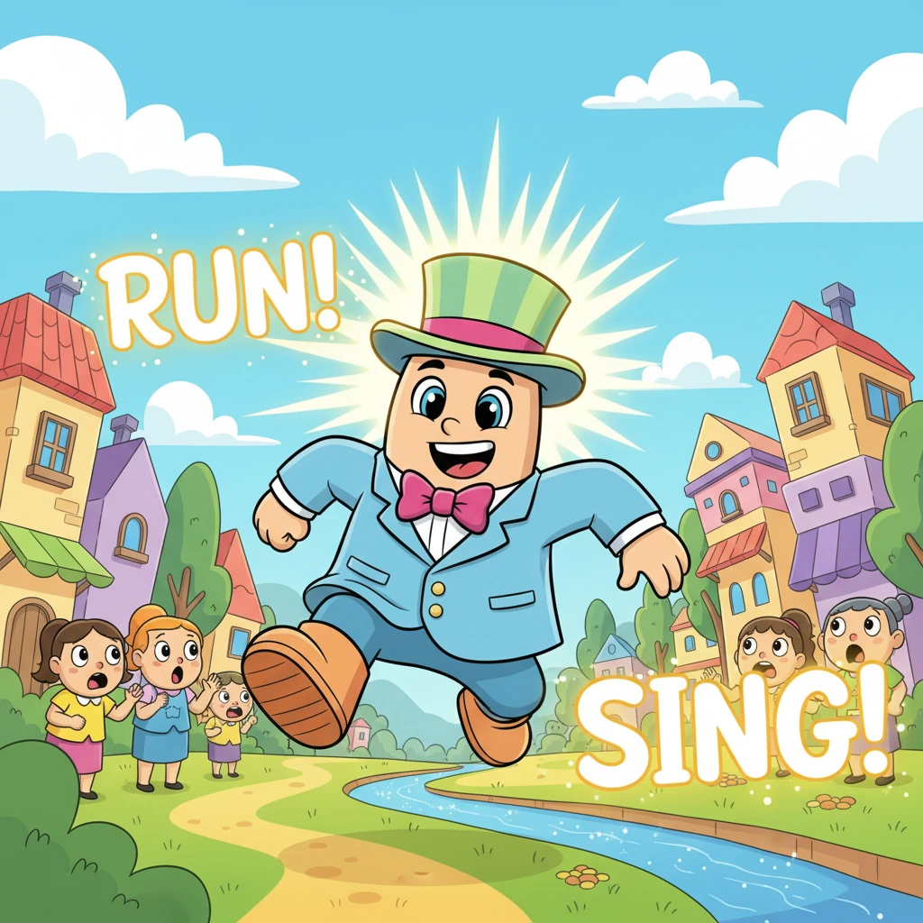 Primul a sărit în față Prezent, un personaj sprinten și plin de viață, cu o pălărie ce pulsa lumini. El a alergat prin Satul Acțiunilor, făcând cuvinte precum "aleargă!" și "cântă!" să strălucească cu energie imediată. Toate acțiunile se petreceau chiar în acel moment, sub privirile uimite ale sătenilor.