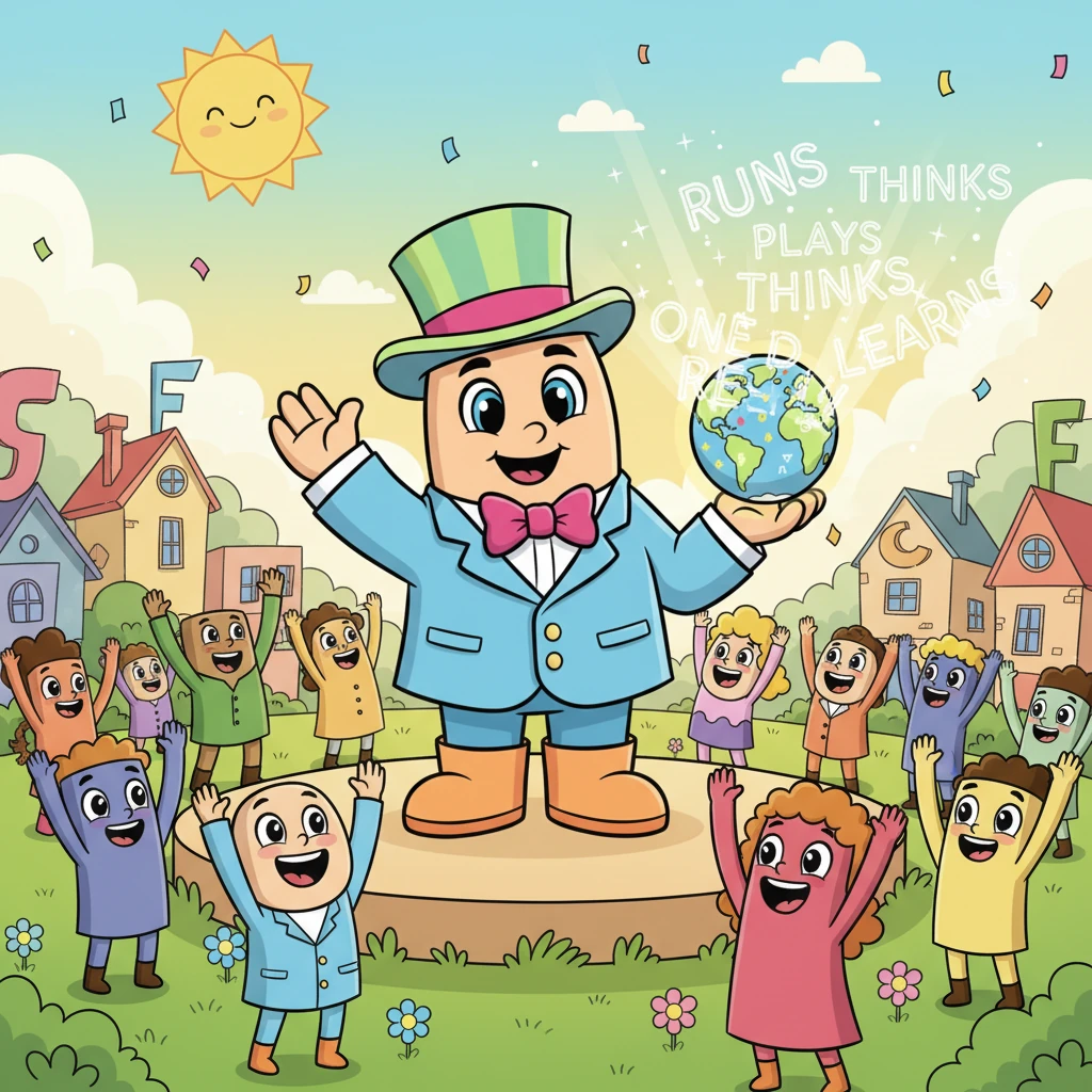 Satul Acțiunilor a izbucnit în aplauze! Cuvintele confuze s-au transformat în propoziții clare și pline de sens, datorită eforturilor Regelui Indicativ și ale tuturor Modurilor. În Verbulandia, toți au sărbătorit armonia și înțelegerea, știind că fiecare verb are un rol esențial în povestea lumii.