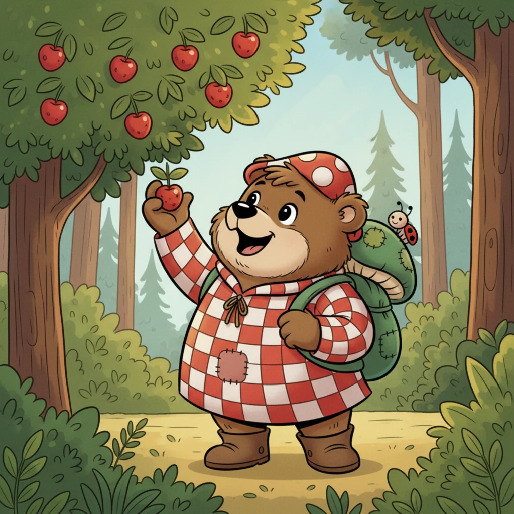 In der Nähe eines grünen, dichten Waldes lebte ein großer, freundlicher Bär namens Big Boo. Er liebte es, durch die Bäume zu streifen und nach leckeren Beeren und Pilzen zu suchen.