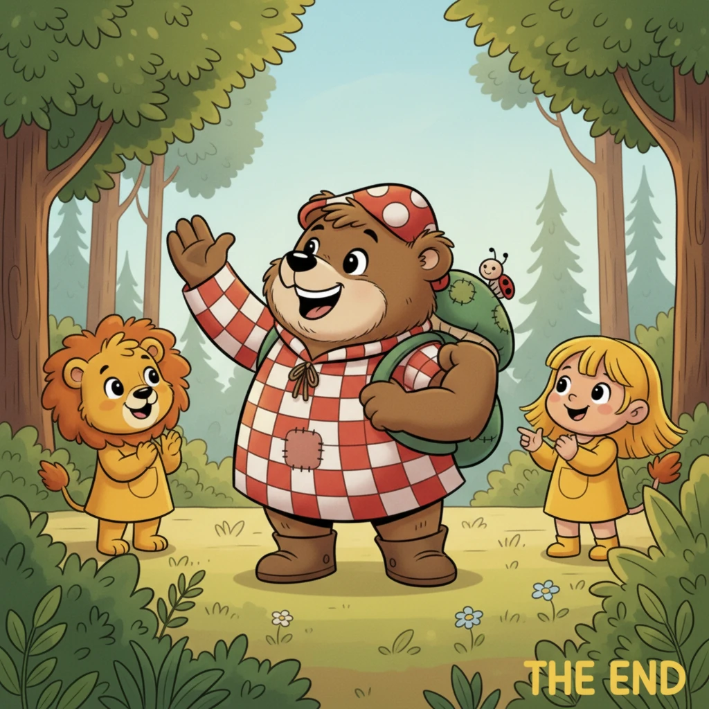 Von diesem Tag an war Big Boo als der 'Furz-Bär' bekannt, aber seine Freunde liebten ihn trotzdem. Sie wussten, dass er trotz seiner kleinen, lauten Ausrutscher ein wirklich lieber Bär war.