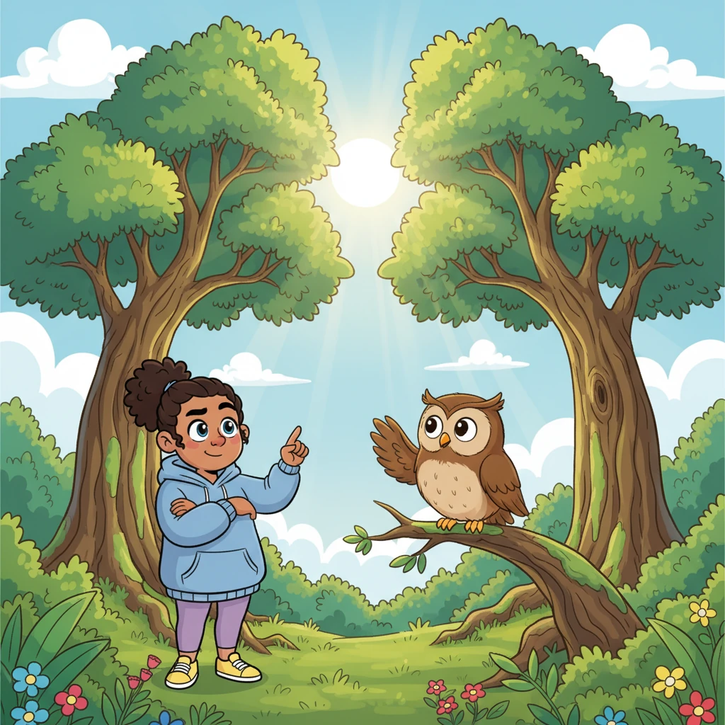 Ollie hooted softly, his voice like rustling leaves. He explained that true friendship is like two strong trees in a forest. Their roots can be close, but their branches need space to reach for the sun and grow tall, each in its own beautiful way.
