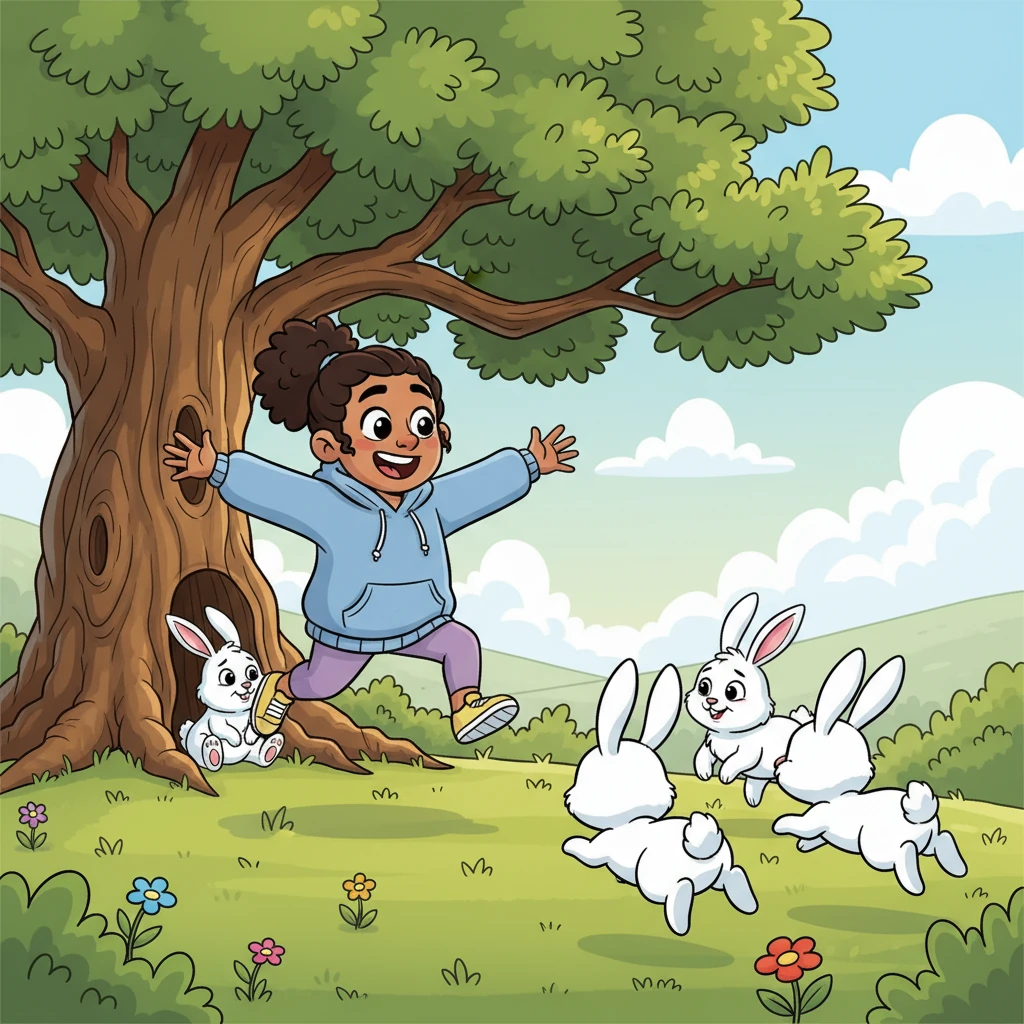 With a joyful yip, Pip bounded towards the bunnies, feeling a lightness she hadn't known in ages. She laughed and played, feeling truly free. Barnaby watched from under the oak tree, still a little nervous, but a tiny, hopeful smile began to bloom on his face.