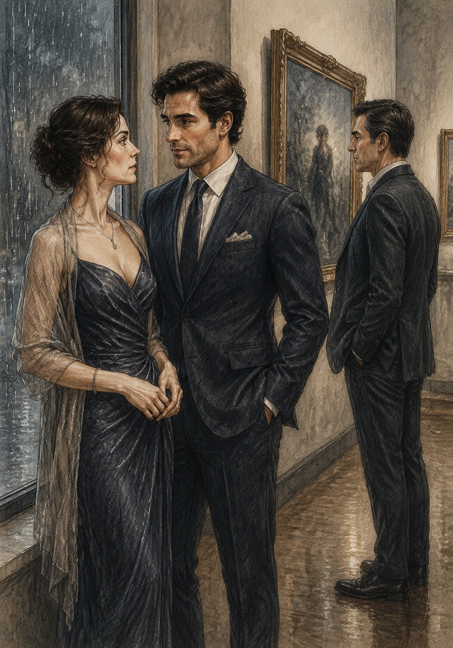 While seeking shelter from a sudden rainstorm in a quiet art gallery, Helena meets a man named Julian. His soulful gaze and shared appreciation for the melancholy paintings ignite a spark of connection she hasn't felt in a decade.