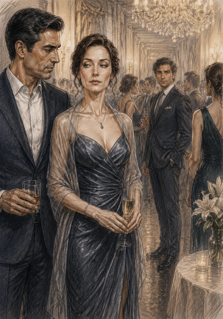 At a social gathering, Helena has to maintain a mask of normalcy while standing beside her husband. Every time she catches Julian’s eye across the room, the danger of their secret feels both terrifying and intoxicating.