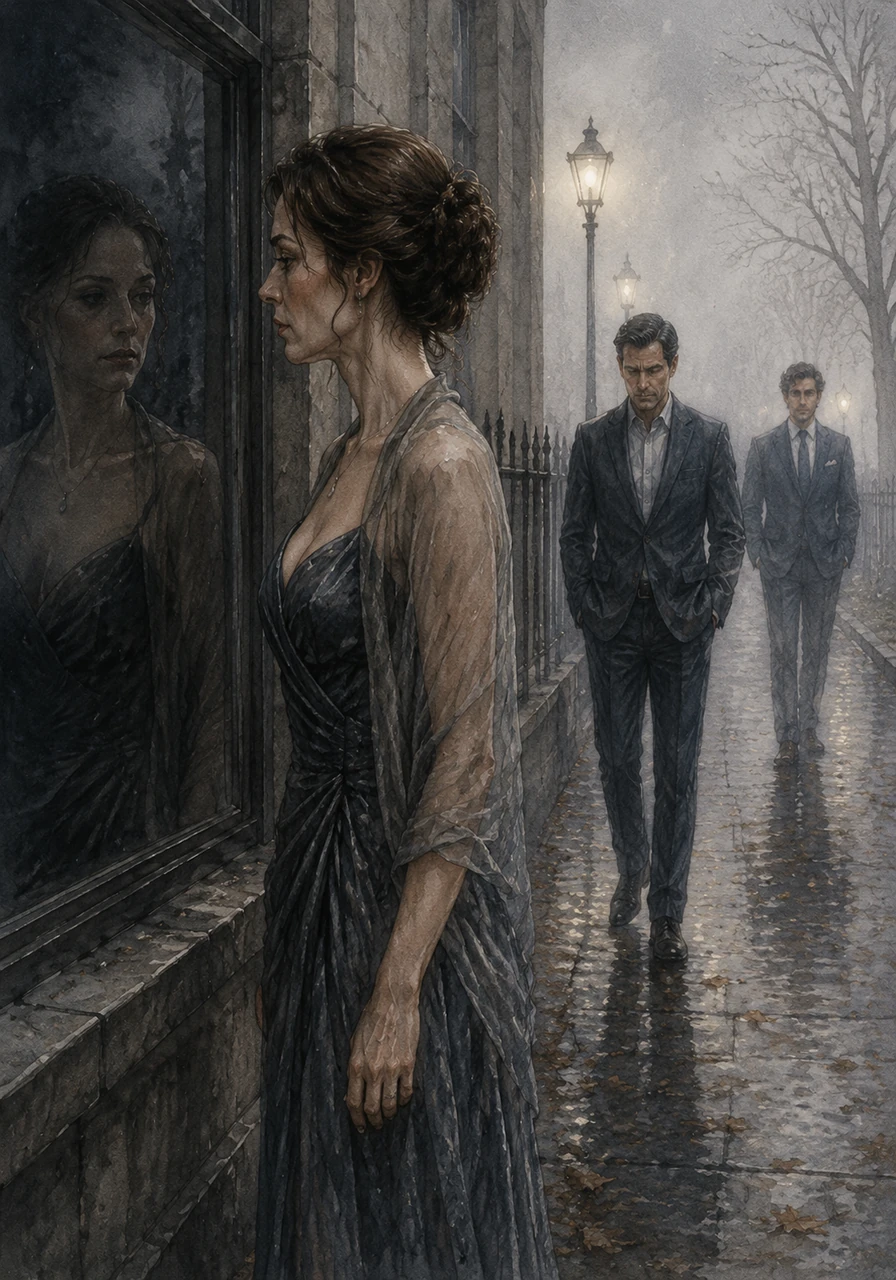 Walking through the early morning fog back to her house, Helena sees her reflection in a dark window and barely recognizes herself. The initial excitement has been replaced by a cold, hollow realization of the bridge she has burned.