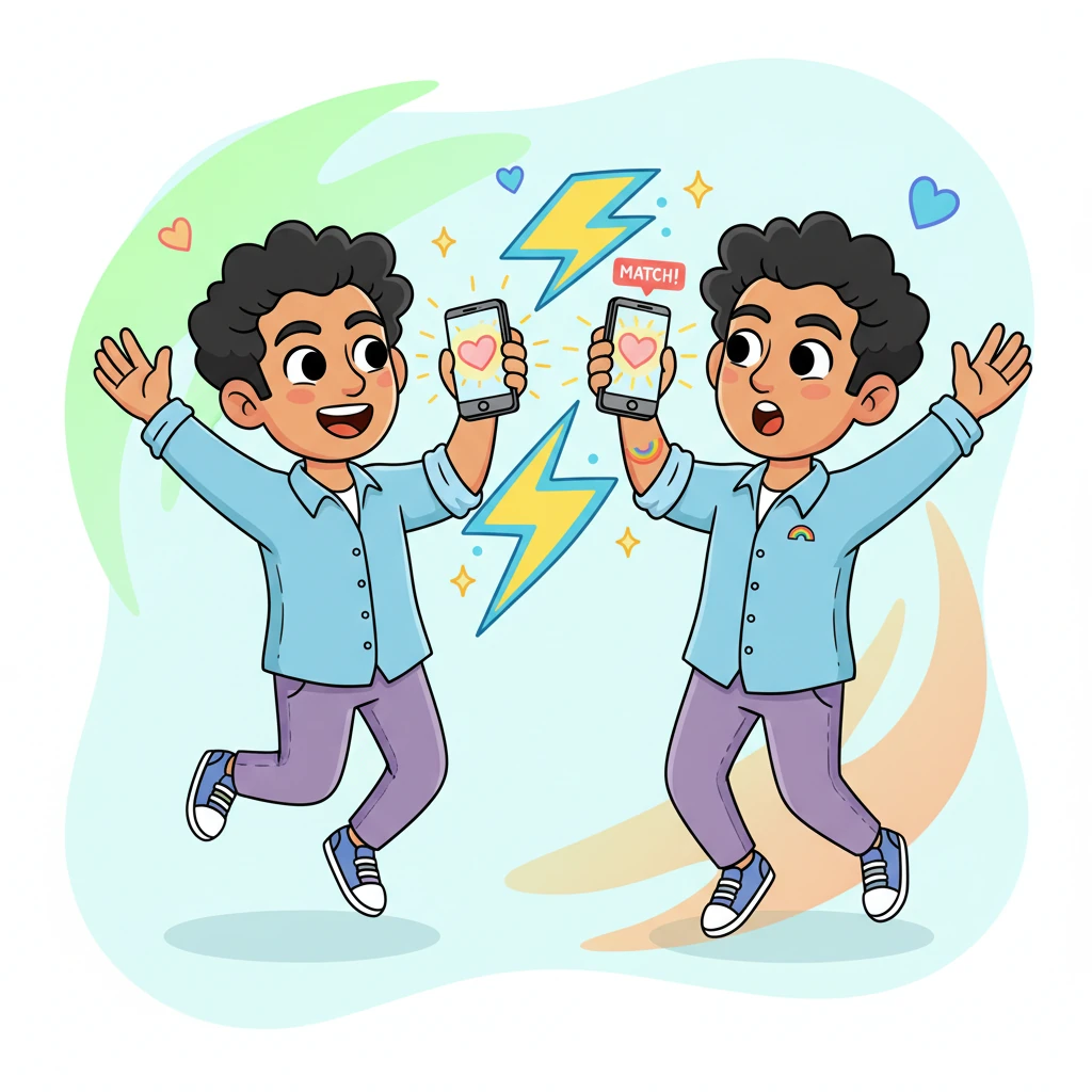 C'est alors que le destin frappe : Salah et Mohamed "likent" mutuellement leurs descriptions. Un éclair de joie traverse leurs cœurs, une notification lumineuse confirmant leur connexion. Sans savoir qui se cache derrière l'écran, ils se sentent tous deux un peu plus proches d'une âme sœur.