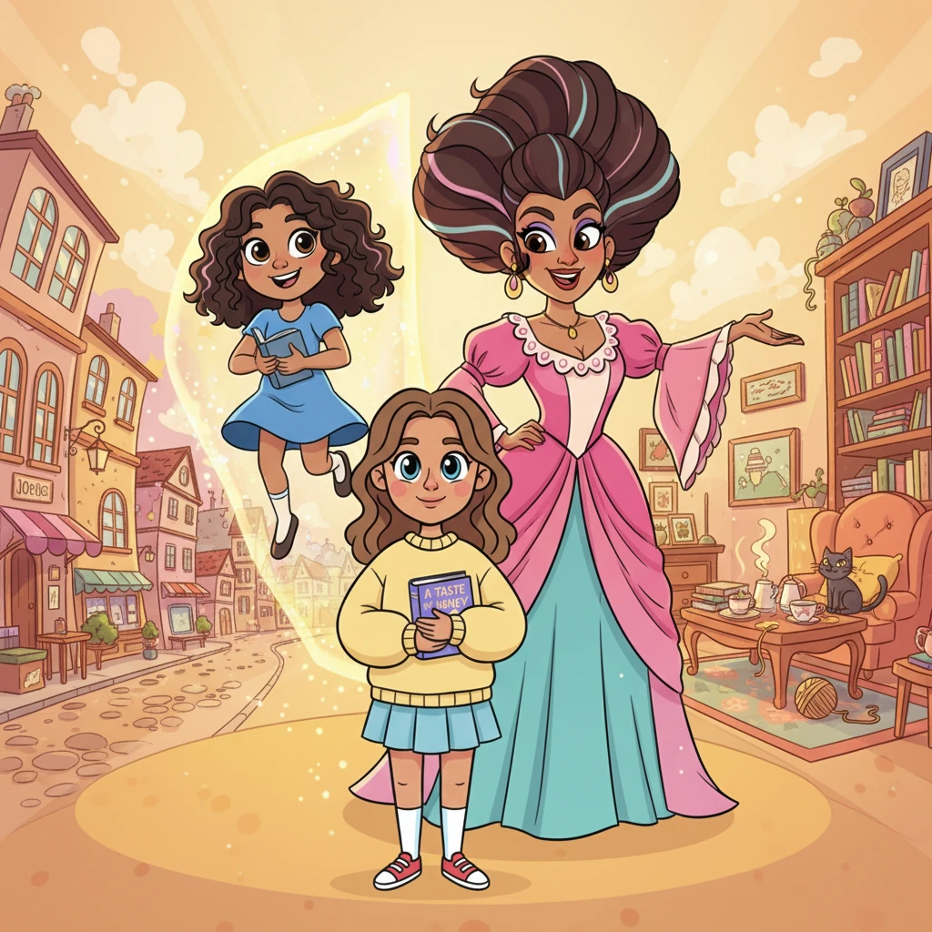 Lily's imagination sparks to life, picturing the characters as vibrant, cartoon figures. She sees Jo, a spirited girl, and her flamboyant mother, Helen, embarking on their adventures. The classroom walls fade away, replaced by bustling street scenes and cozy, if sometimes chaotic, rooms.