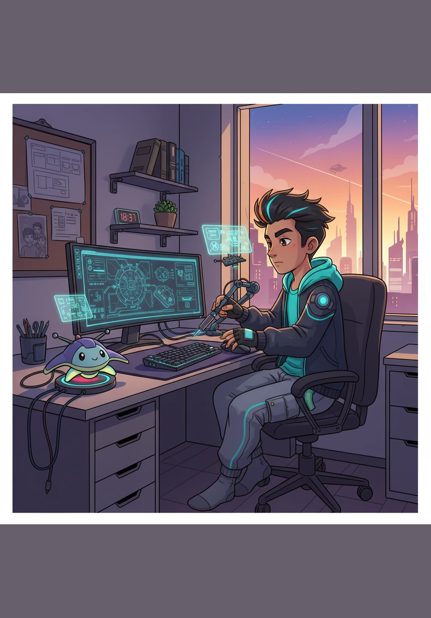 Back in his dorm room, Shaadiq finally closes his heavy engineering textbook with a satisfied click of his pen. The afternoon sun begins to set, casting a warm orange glow over his organized study space and signaling the start of his hard-earned free time.