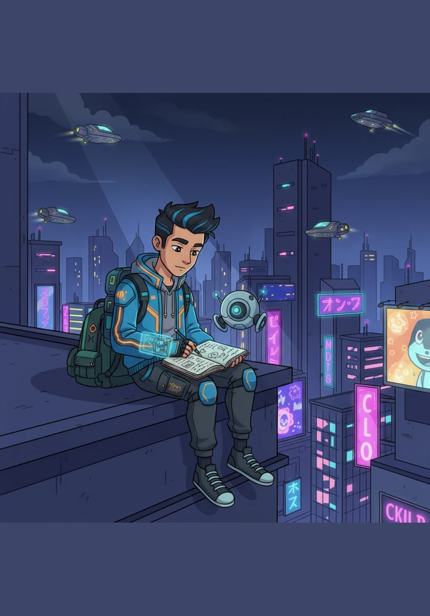 Late at night, he finally turns off his monitor and gazes out the window at the distant city lights of Jakarta. While the world outside is loud and fast-paced, his room remains a calm harbor where everything is exactly as it should be.