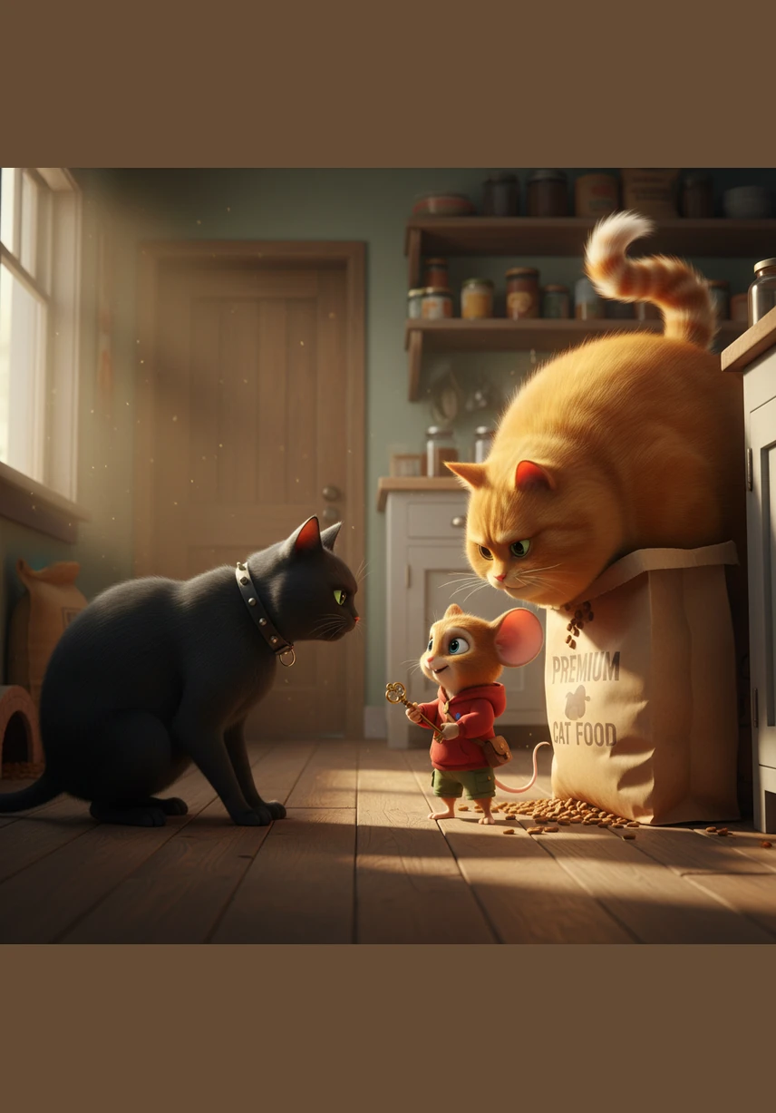 One afternoon, Billo managed to corner Chintu near the pantry and hissed loudly. She told the little mouse that today was the day she would finally catch him and eat him up for her lunch.