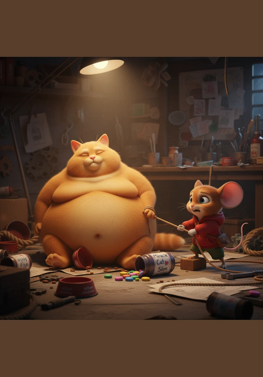 Breathless and dizzy, the big cat finally stopped chasing, her legs wobbling until she fell onto the soft rug with a heavy thud. She was far too tired to take another single step or even growl.