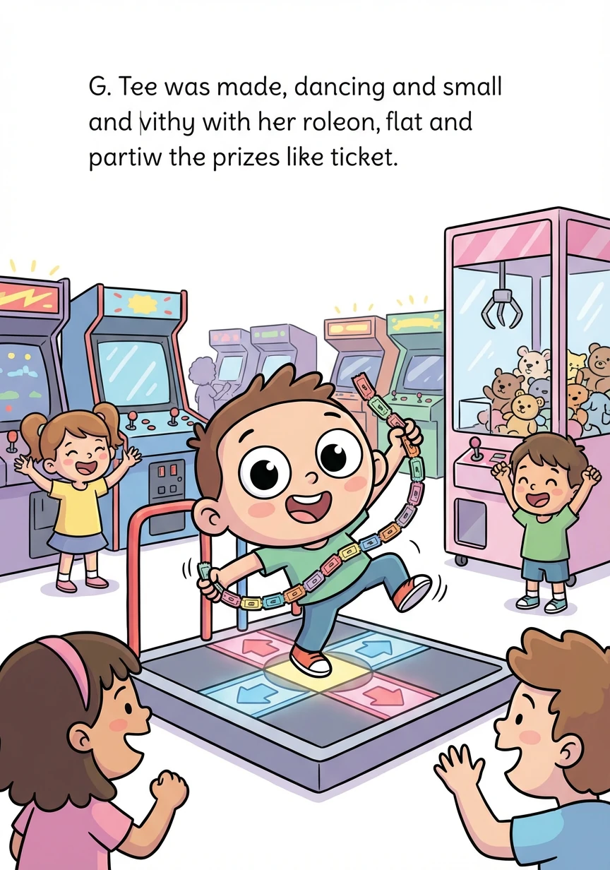 Cornered, G. Tee stumbled into a bustling arcade. He quickly blended in, mastering a dance game and winning enough tickets for a prize. It was a distraction, but a good one.
