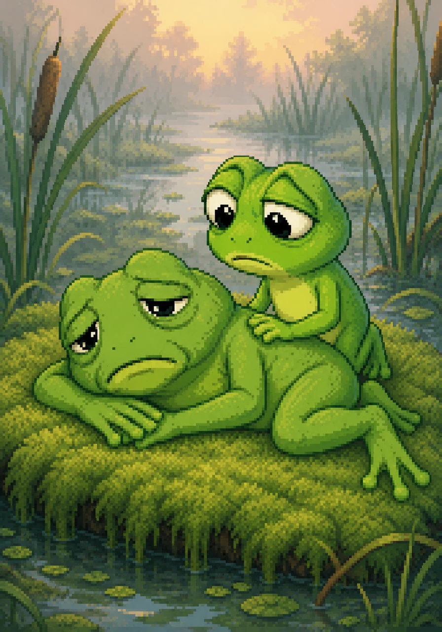 One day, Kokak's mother became very sick and could no longer hop or play in the reeds. She called Kokak to her side on a soft mossy bed, knowing that her time was growing short.