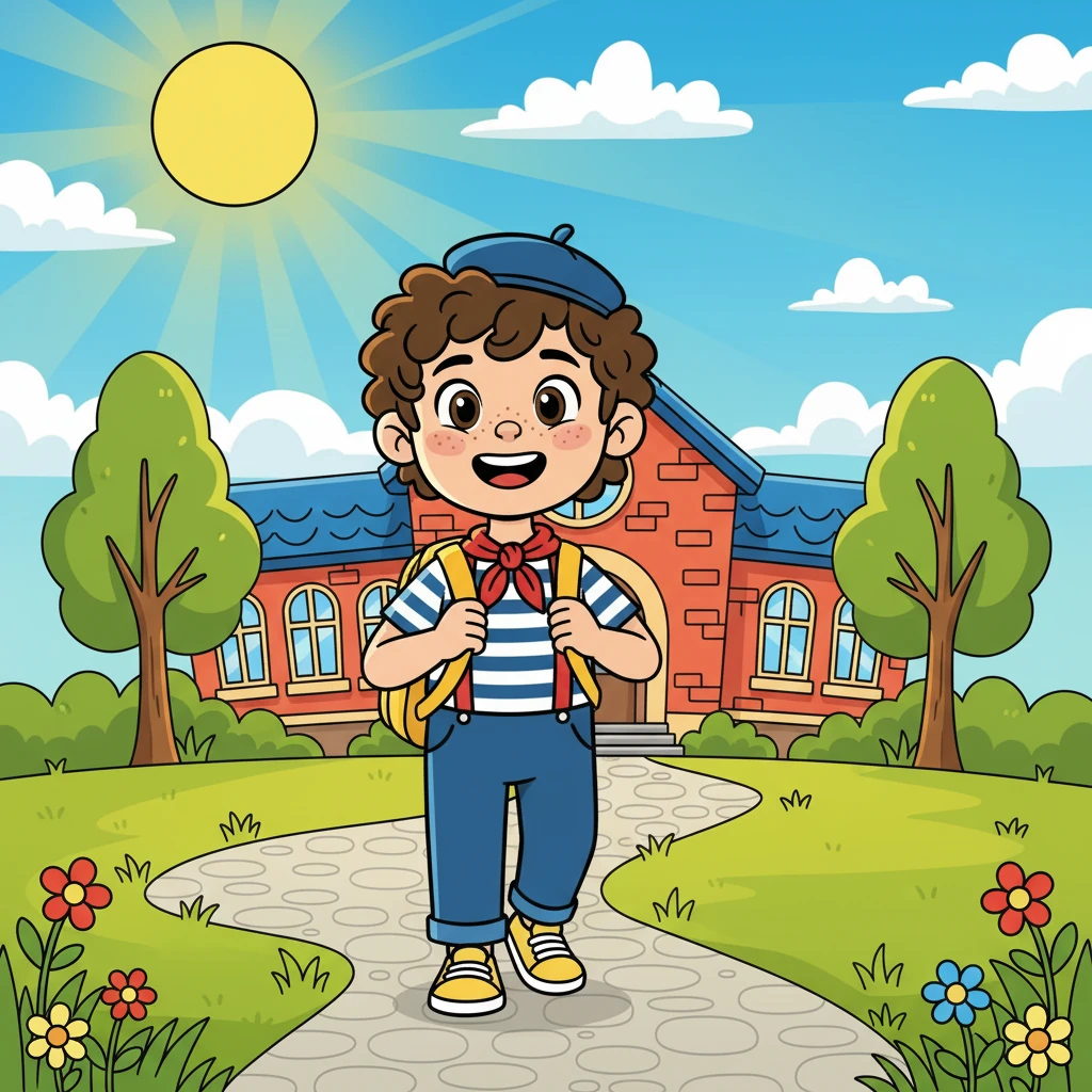 Ce matin-là, Sofiane, tout sourire, se dirigeait vers l'école avec son cartable. Le soleil brillait et une journée pleine d'aventures l'attendait. Il ne se doutait pas de la drôle de surprise qui l'attendait en classe.