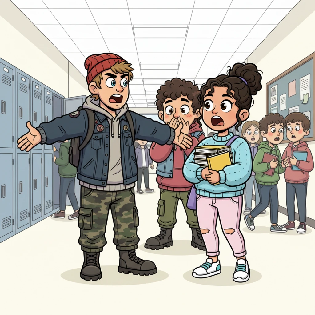 During a bustling day in the college hallway, Klaus boldly accepts a dare from his shy friend Niti. Without a moment's hesitation, he strides directly towards Alexa, who is walking by with a stack of books. Stopping her, he declares, 'I love you,' leaving Alexa frozen in stunned shock as she quickly walks away, leaving a bewildered Klaus with a pounding heart.