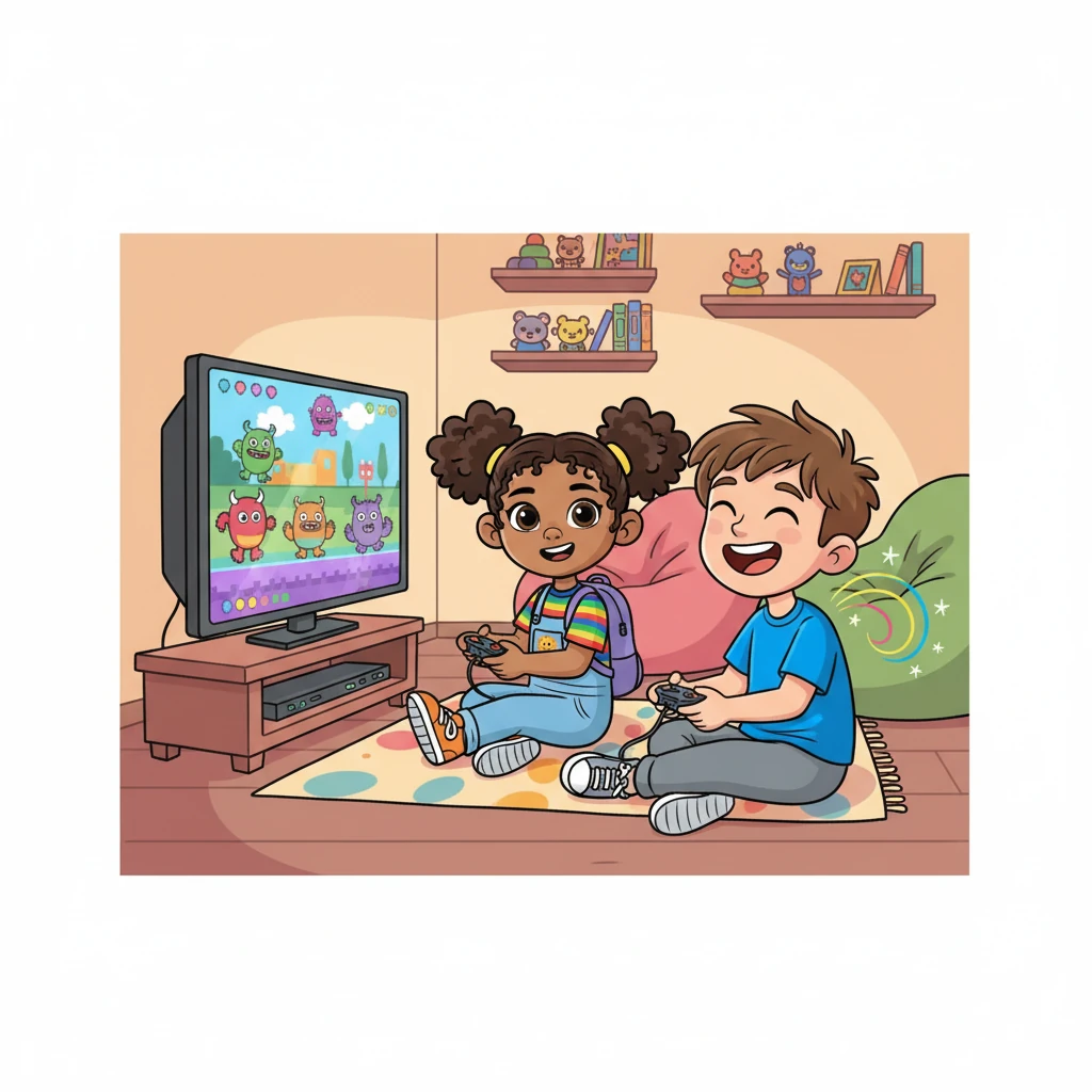 Finally, Maya plays video games with Frank, who has Tourette's. Frank is laughing, and a fun motion line shows one of his tics. The scene highlights that everyone's body is different and it's okay, fostering a sense of understanding and acceptance.