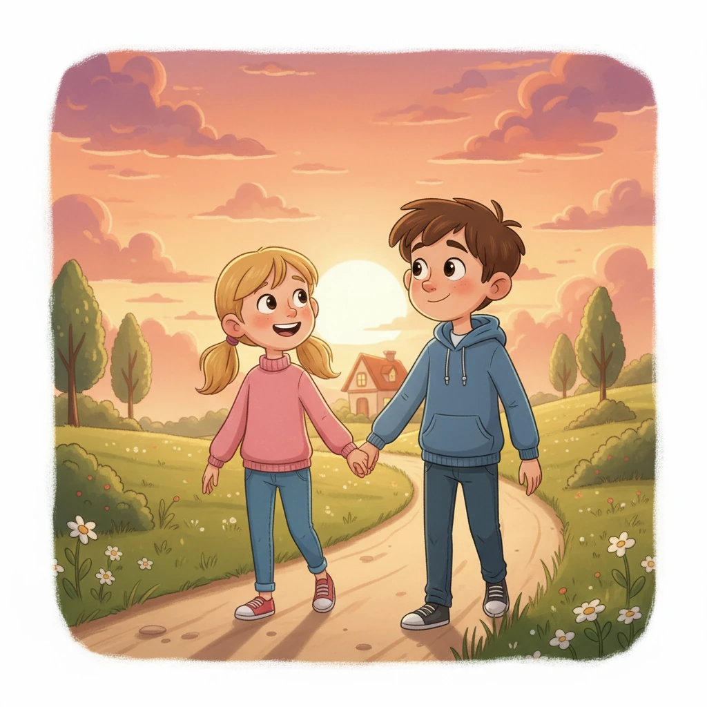 No final, Rafael e Sofia, de mãos dadas, caminharam juntos para casa, enquanto o sol da tarde pintava o céu. A solidão havia dado lugar à felicidade, mostrando a beleza de se conectar com os outros.
