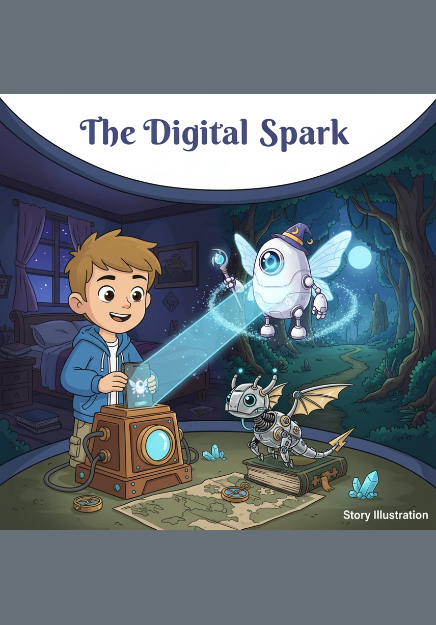 Leo puts his phone in a special drawer and runs outside to join his friends in the park. They kick a ball and laugh under the bright sun, while the little robot watches happily from the side, its eyes glowing with a contented hum.