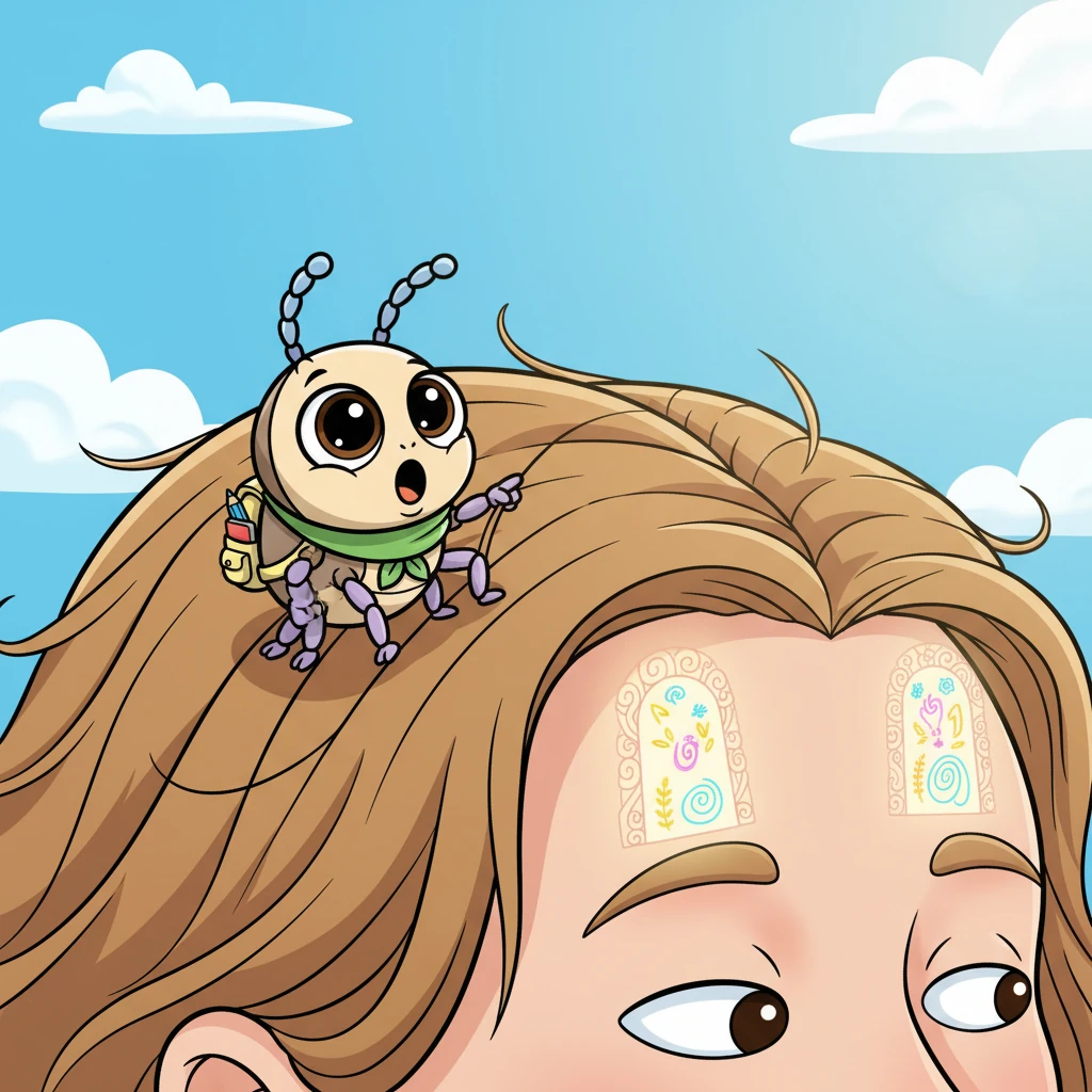 Pipo, sintiendo una chispa de emoción, decidió que quería conocer ese lugar mágico por sí mismo. Aunque no podía *entrar* en el cerebro, se propuso explorar la superficie de la cabeza con una nueva perspectiva. "¡Voy a buscar las puertas de la curiosidad!", exclamó, moviendo sus antenitas con entusiasmo.