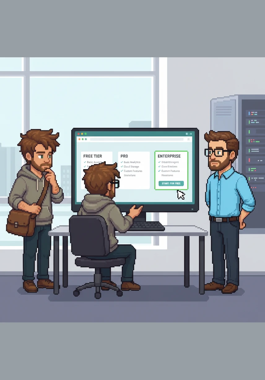 Он создает прозрачную бизнес-модель, где каждый может начать пользоваться сервисом бесплатно и расти вместе с ним. Карточки тарифов на экране выглядят профессионально, превращая смелый прототип в настоящий, серьезный бизнес.