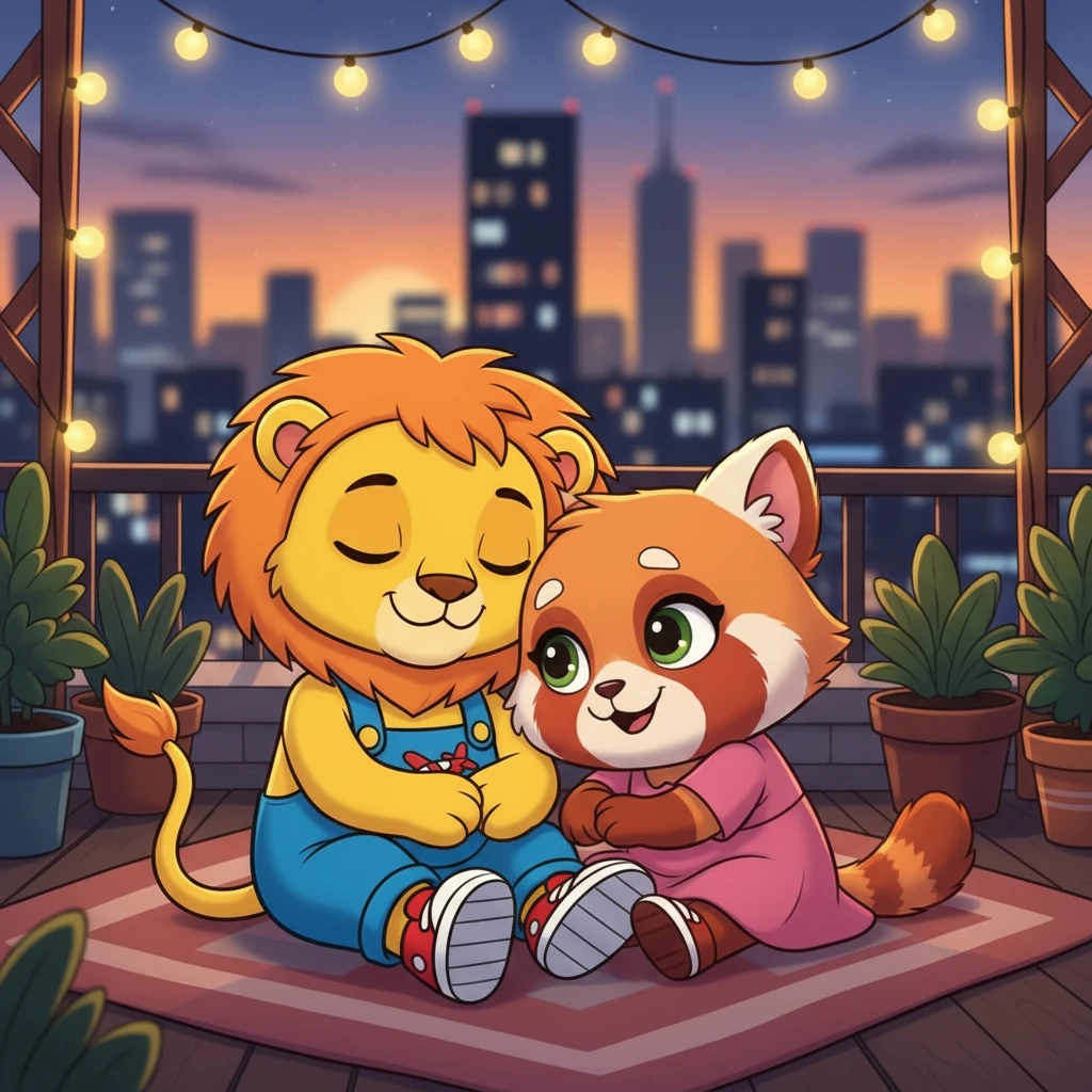 Leo, tired but happy, snuggled up close to Penny. He realized that the city wasn't so scary after all, and he had made a wonderful friend. He knew, with a happy heart, that the city was now his home.