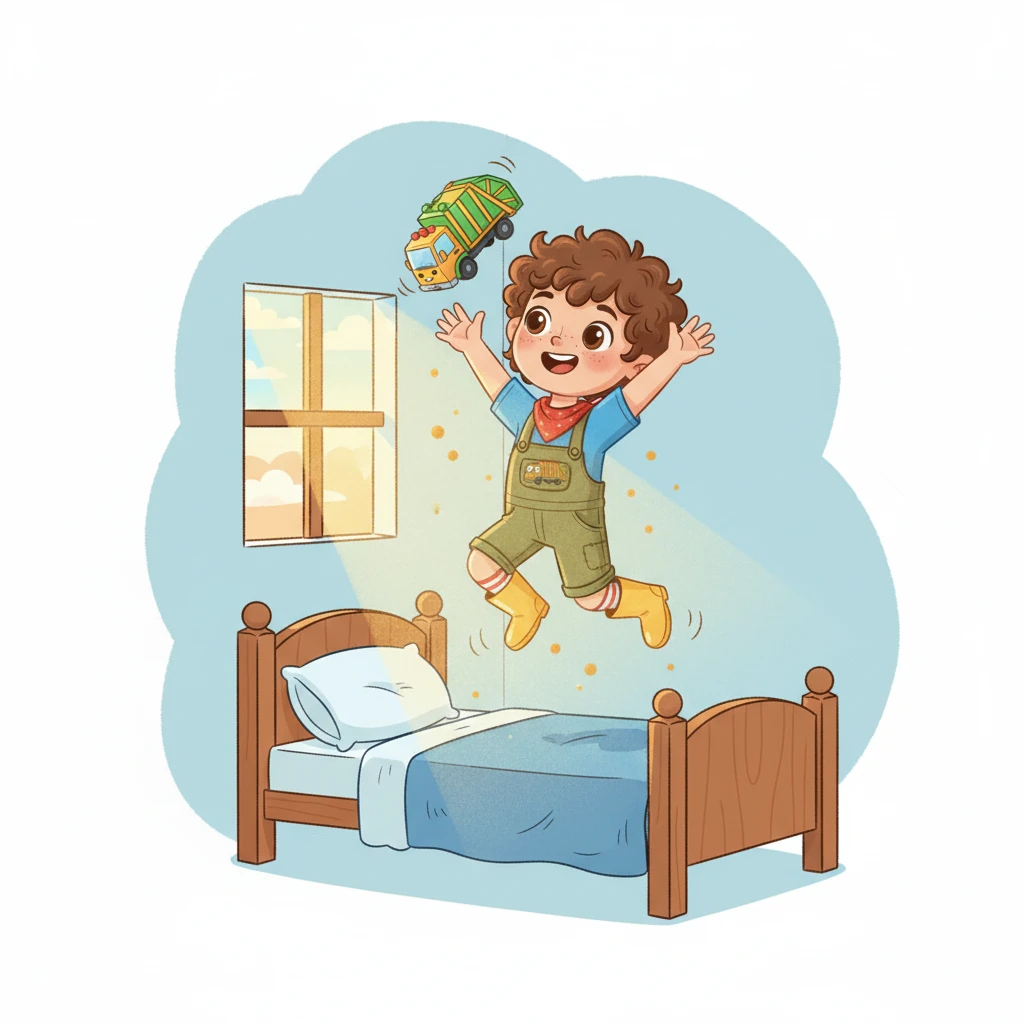 The morning sun peeked through Leo's window, waking him with a soft glow. Today was a special day, he knew it! He bounced out of bed, a big smile already on his face.