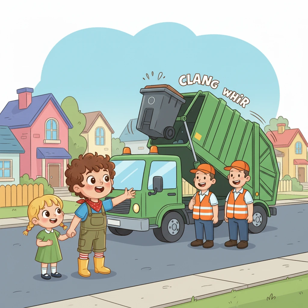 With a mighty clang and whir, the dustbin men emptied the bins into the truck. Leo watched every movement, mesmerized by the powerful machinery. He felt like he was part of the team.