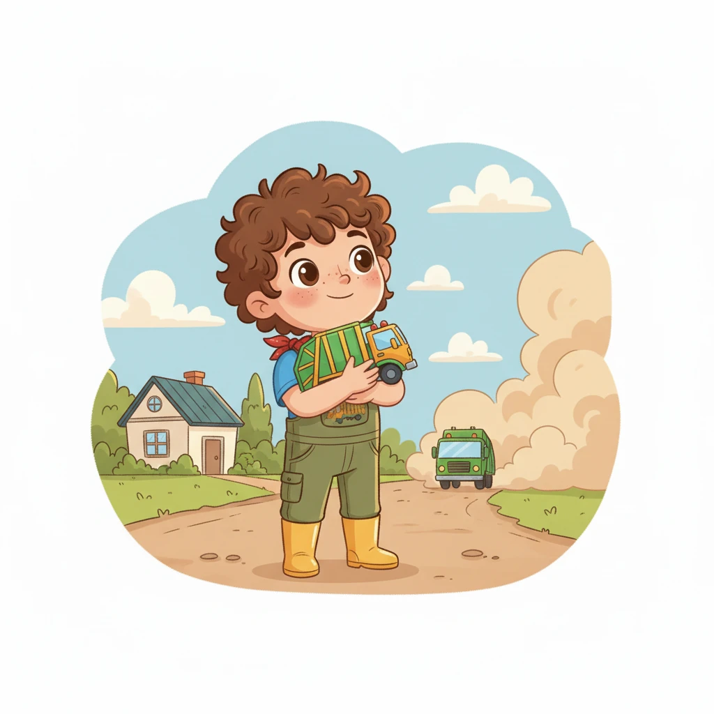 As the truck drove away, its noisy roar fading into the distance, Leo sighed happily. It was sad to see them go, but he knew they would be back next week. He hugged his toy truck.
