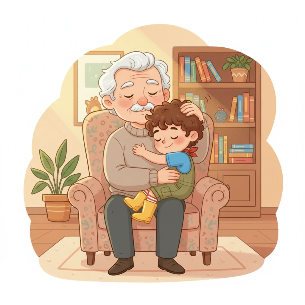 Grandpa Nono scooped Leo into a warm hug. "They'll be back, little one," he promised, ruffling Leo's hair. Leo snuggled into his grandpa, already dreaming of next dustbin day.
